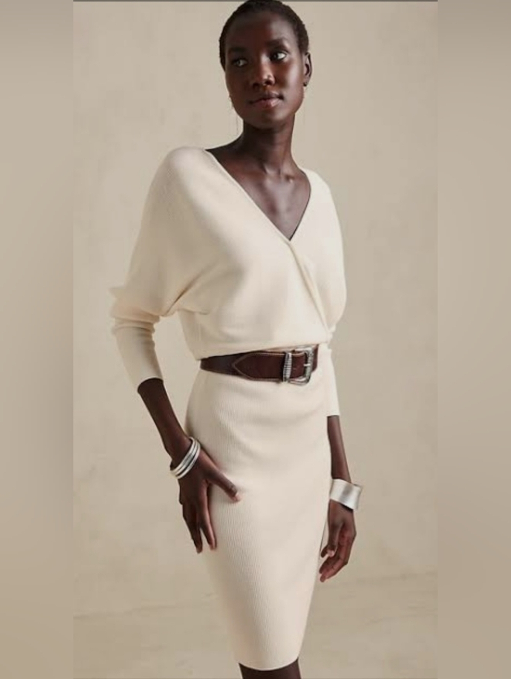 BANANA REPUBLIC The RINA Front Wrap Ribbed Knit Dress